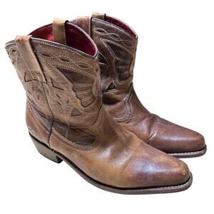 Bed Stu Filly II Butterfly Western Leather Boot Tan Rustic Women's Size 8.5 EUC